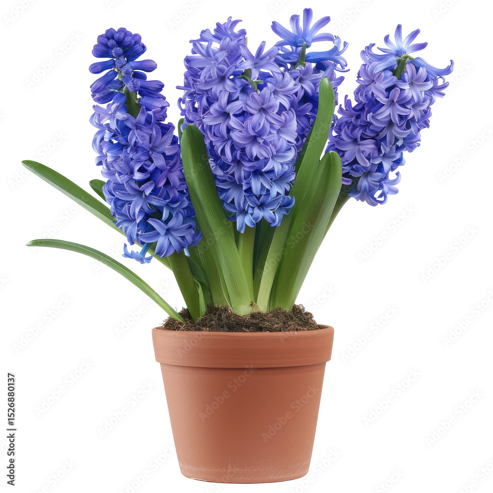 Obraz premium Elegant Hyacinth In A Pot, Isolated On White. Spring Bloom In Home.