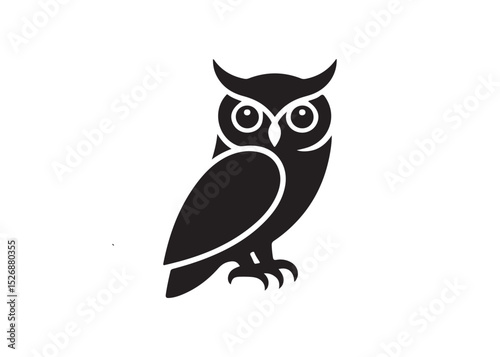 Cute cartoon owl illustration with big eyes on a branch, perfect for a fun wildlife design