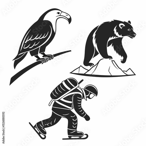 Eagle bear skater winter wilderness adventure