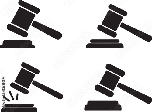 Court gavel editable vector law and justice icon flat style