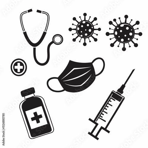 Medical supplies virus protection healthcare icons