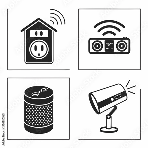 Smart home devices icons wifi internet technology
