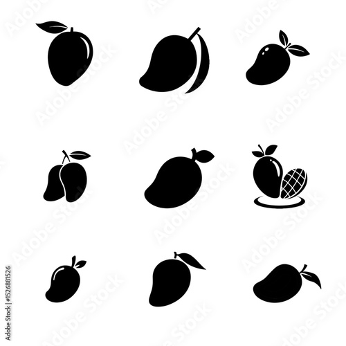 A set of black and white  Mango icon
