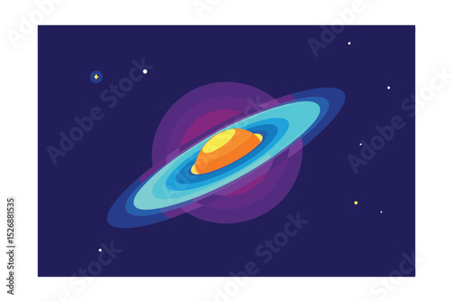 Cosmic Rings A Vibrant Galaxy Illustration