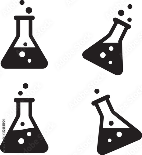 Minimal Flask Icons – Editable Vector Laboratory Equipment Set