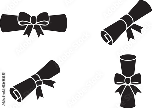Minimal Graduation Scroll Icons – Editable Vector Education Achievement Set