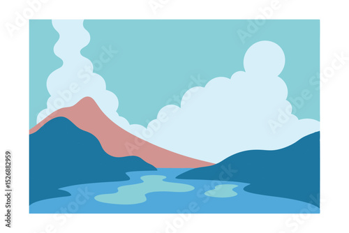 Mist Rising Over Hot Springs in Mountain Landscape