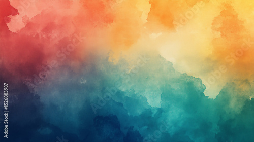 Her painting was framed by an abstract watercolor background full of soft hues.