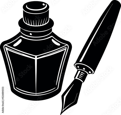 ink pen and ink silhouette vector on a transparent background