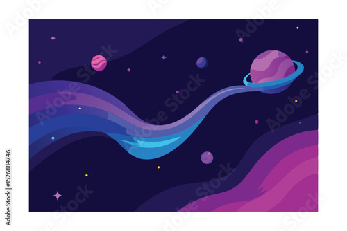 Purple Blue Space Nebula Stretching Across Sky Vector 