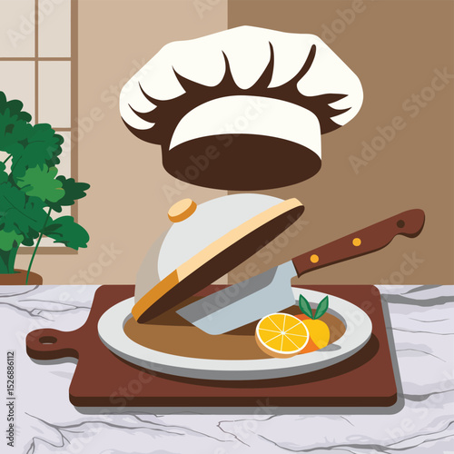 vector icons cooking food chef hat include a pizza slice, a sushi roll, spaghetti and meatballs, a curry bowl burger , fish 
