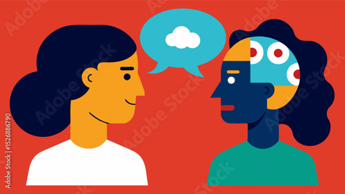 Engaging in a conversation with someone from a different culture or background to broaden perspectives and enhance cognition.. Vector illustration