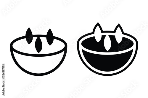 Candle silhouette art vector with line art on white background