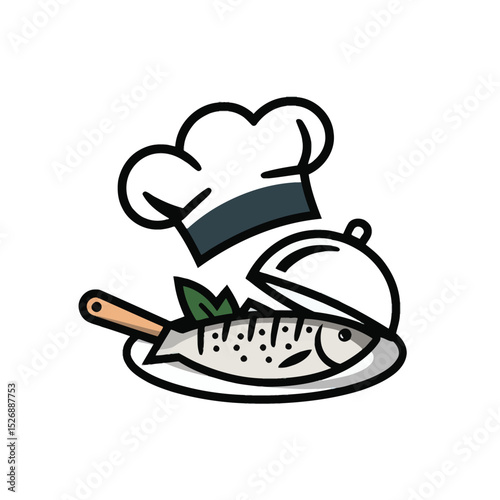 vector icons cooking food chef hat include a pizza slice, a sushi roll, spaghetti and meatballs, a curry bowl burger , fish 
