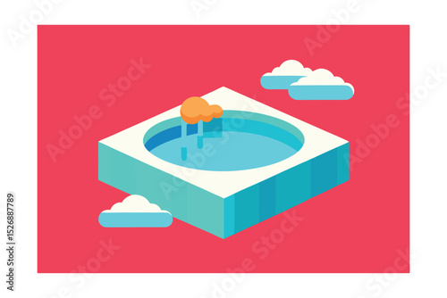 Surreal Pool Scene in the Clouds