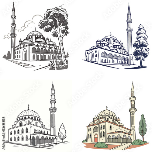 A minaret icon with a mosque. 