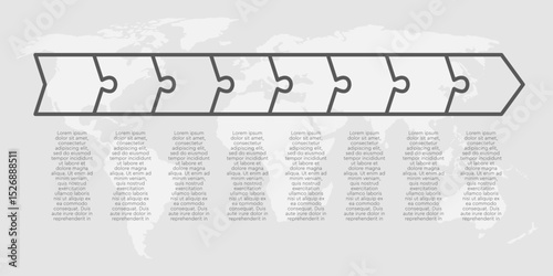 Eight steps line infographic puzzle option diagram