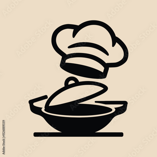 vector icons cooking food chef hat include a pizza slice, a sushi roll, spaghetti and meatballs, a curry bowl burger , fish 
