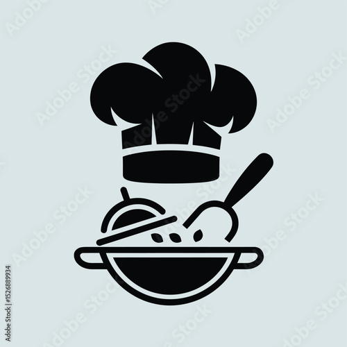 vector icons cooking food chef hat include a pizza slice, a sushi roll, spaghetti and meatballs, a curry bowl burger , fish 
