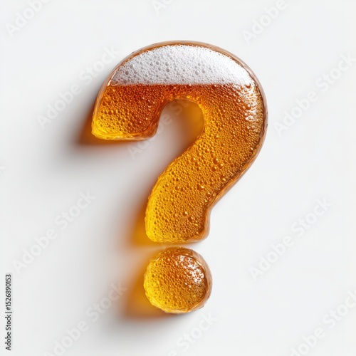 Question mark is shaped from foamy beer. Alcohol beverage, brewery drink, craft beer concept, alcoholic question.