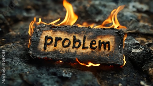 Burning wood with the word 