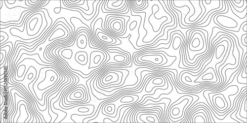 Ocean topographic line map with curvy wave isolines vector. Map illustration with elevation-style contour. Modern design with White background with topographic wavy pattern design artistic intrigue