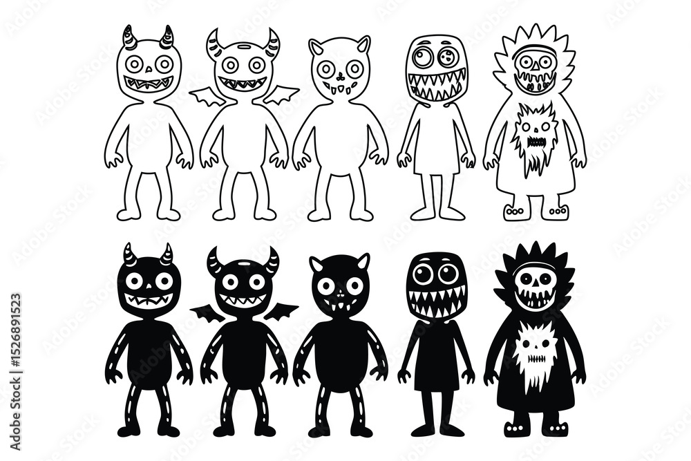 Obraz premium Cute Spooky Cartoon Cat Character Illustration for Halloween or Whimsical Design Projects