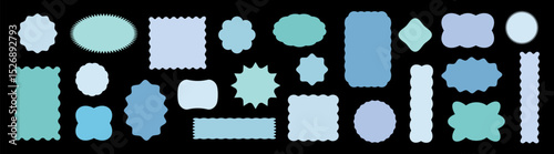 Wavy circular, oval and rectangular shape elements set. Abstract elements for template, stickers, promo design, web design and social media