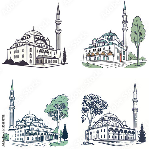 A minaret icon with a mosque. 