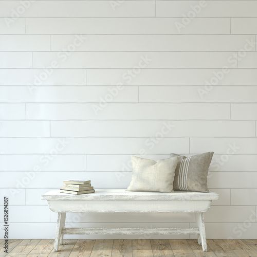 Modern farmhouse entryway. 3d rendering.
