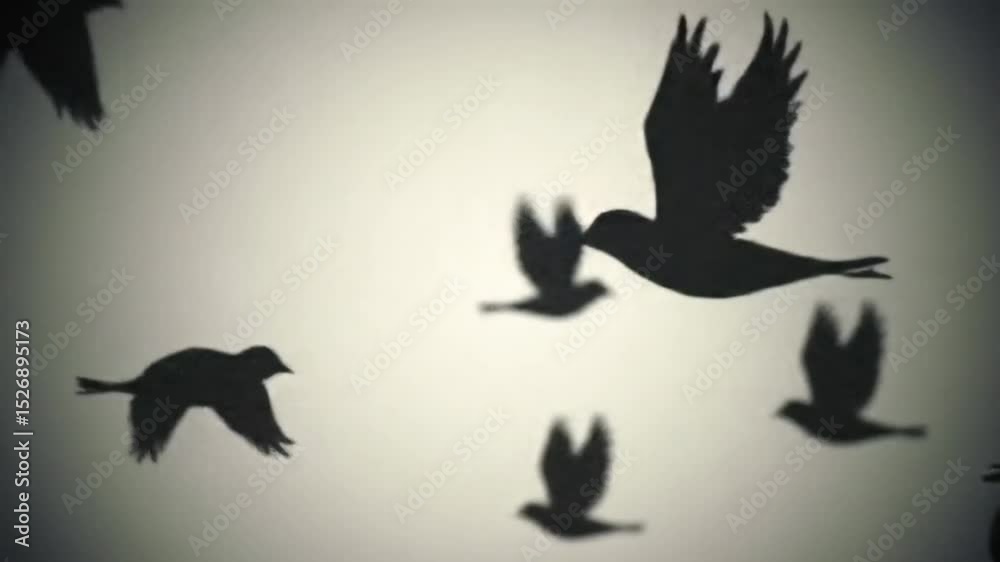 Silhouette Bird Shadows Flight, Flock, Nature, Darkness, Wings