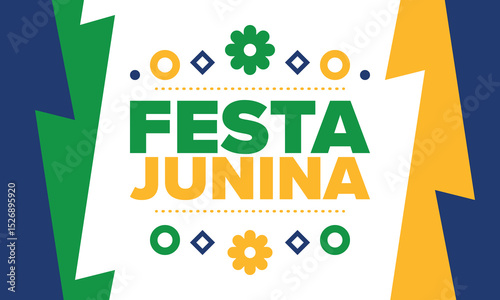 Festa Junina in Brazil. Brazilian festival. Happy holiday. Brazil flag. Carnival and parade. Summer fun party. Vector illustration