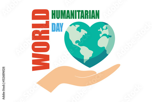 Hand Holding Heart-Shaped Earth – Minimal Vector for World Humanitarian Day Concept