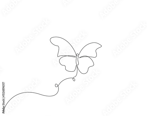 Canvas Print Butterfly continuous line art
