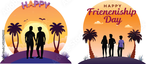 Happy Friendship Day Silhouette Illustration