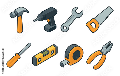Tools and equipment icons set – 3d style, repair and construction essentials