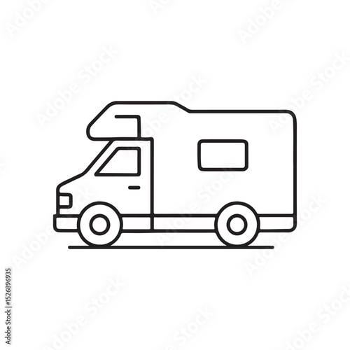 Camper Van Icon – Vector Illustration Ideal for Family Travel and Adventure
