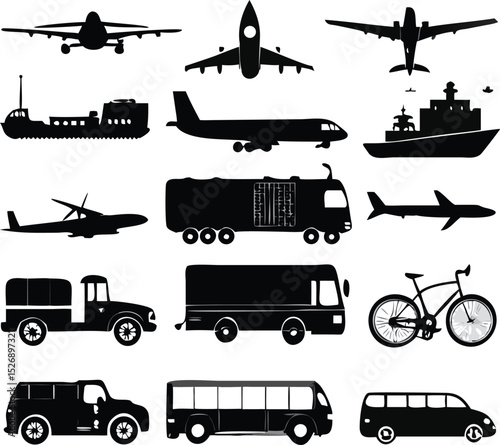 Black and White Transportation Icons