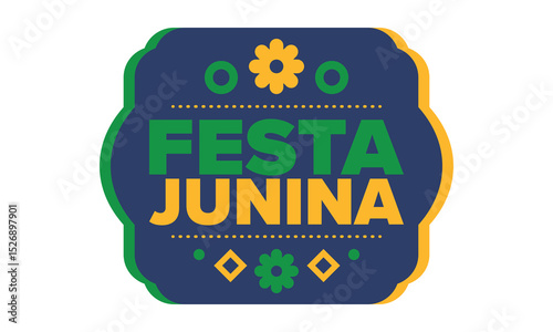 Festa Junina in Brazil. Brazilian festival. Happy holiday. Brazil flag. Carnival and parade. Summer fun party. Vector illustration