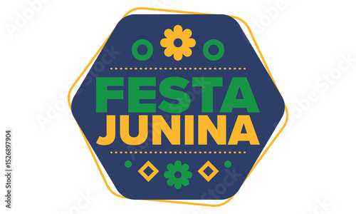 Festa Junina in Brazil. Brazilian festival. Happy holiday. Brazil flag. Carnival and parade. Summer fun party. Vector illustration