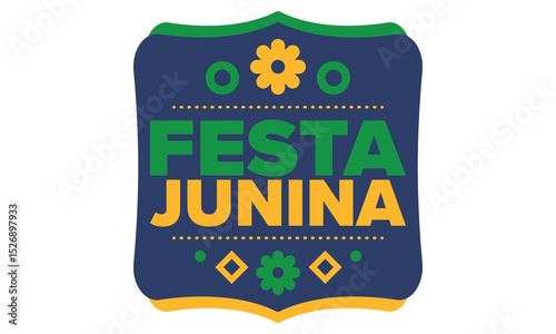 Festa Junina in Brazil. Brazilian festival. Happy holiday. Brazil flag. Carnival and parade. Summer fun party. Vector illustration