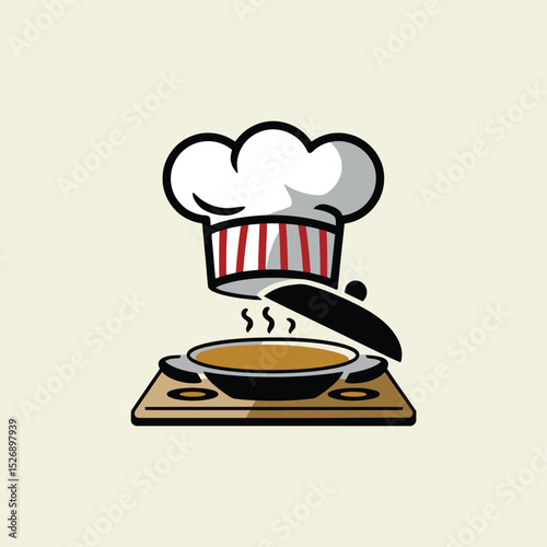 vector icons cooking food chef hat include a pizza slice, a sushi roll, spaghetti and meatballs, a curry bowl burger , fish 
