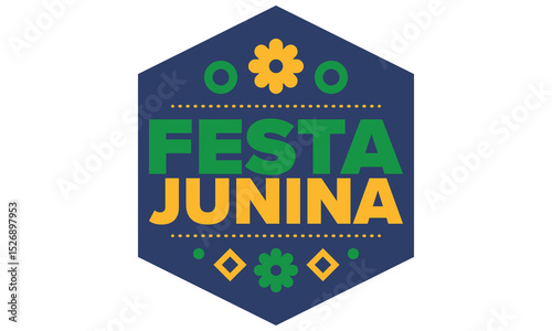 Festa Junina in Brazil. Brazilian festival. Happy holiday. Brazil flag. Carnival and parade. Summer fun party. Vector illustration
