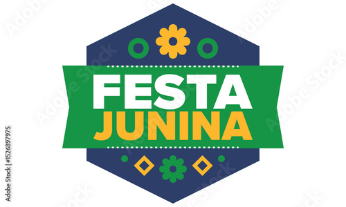 Festa Junina in Brazil. Brazilian festival. Happy holiday. Brazil flag. Carnival and parade. Summer fun party. Vector illustration