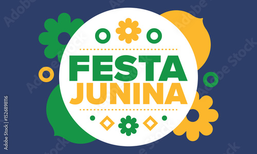Festa Junina in Brazil. Brazilian festival. Happy holiday. Brazil flag. Carnival and parade. Summer fun party. Vector illustration