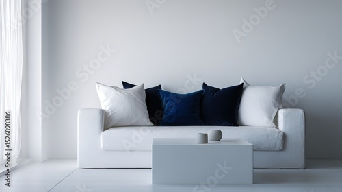 Minimalist White Couch with a Coffee Table for Product Display Concepts