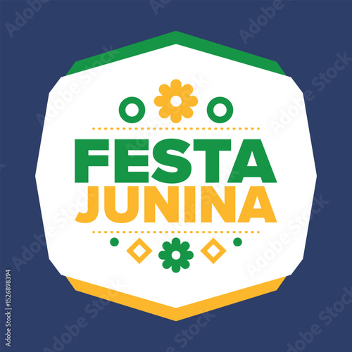 Festa Junina in Brazil. Brazilian festival. Happy holiday. Brazil flag. Carnival and parade. Summer fun party. Vector illustration