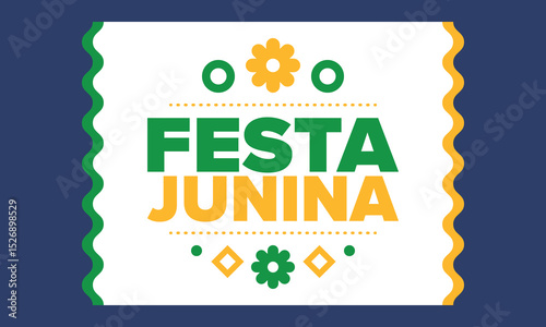 Festa Junina in Brazil. Brazilian festival. Happy holiday. Brazil flag. Carnival and parade. Summer fun party. Vector illustration