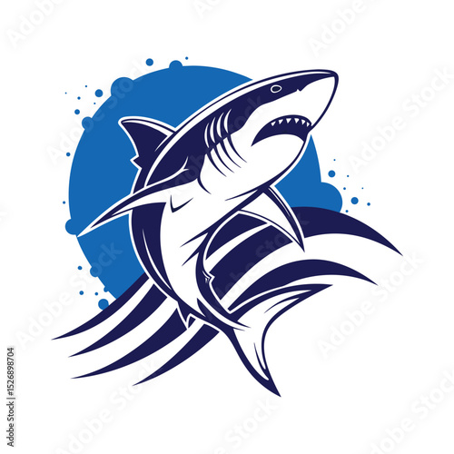 Great White Shark Leaping with Water Splash Design