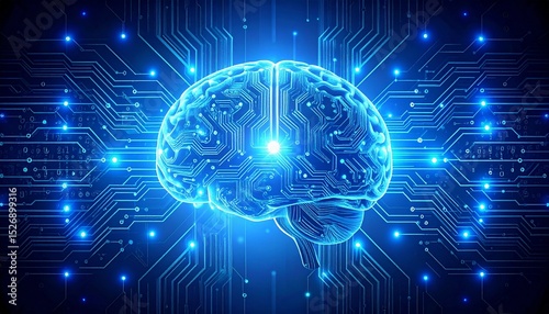 Wallpaper Mural Futuristic AI Concept Background with Digital Brain, Binary Code, and Circuit Board Patterns Torontodigital.ca